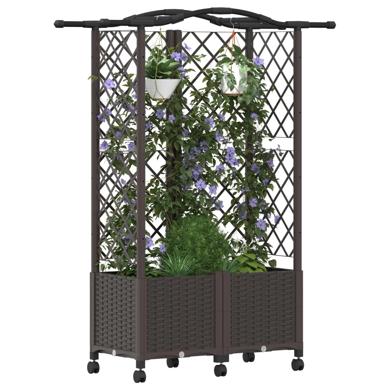 vidaXL Hochbeet mit Rankgitter und Dach Braun 122 x 40 x 144 cm PP, Garten & Terrasse, moderner Kräutertopf, Hochbeet mit Dach, mobil, Gemüse, Urbane Gartenideen - Bild 1