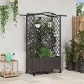 vidaXL Hochbeet mit Rankgitter und Dach Braun 122 x 40 x 144 cm PP, Garten & Terrasse, moderner Kräutertopf, Hochbeet mit Dach, mobil, Gemüse, Urbane Gartenideen - Thumbnail 2