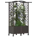 vidaXL Hochbeet mit Rankgitter und Dach Braun 122 x 40 x 144 cm PP, Garten & Terrasse, moderner Kräutertopf, Hochbeet mit Dach, mobil, Gemüse, Urbane Gartenideen - Thumbnail 1