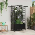 vidaXL Hochbeet mit Rankgitter und Dach Schwarz 122 x 40 x 144 cm PP, Garten & Terrasse, moderner Kräutertopf, Hochbeet mit Dach, mobil, Gemüse, Urbane Gartenideen - Thumbnail 2