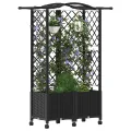 vidaXL Hochbeet mit Rankgitter und Dach Schwarz 122 x 40 x 144 cm PP, Garten & Terrasse, moderner Kräutertopf, Hochbeet mit Dach, mobil, Gemüse, Urbane Gartenideen - Thumbnail 1