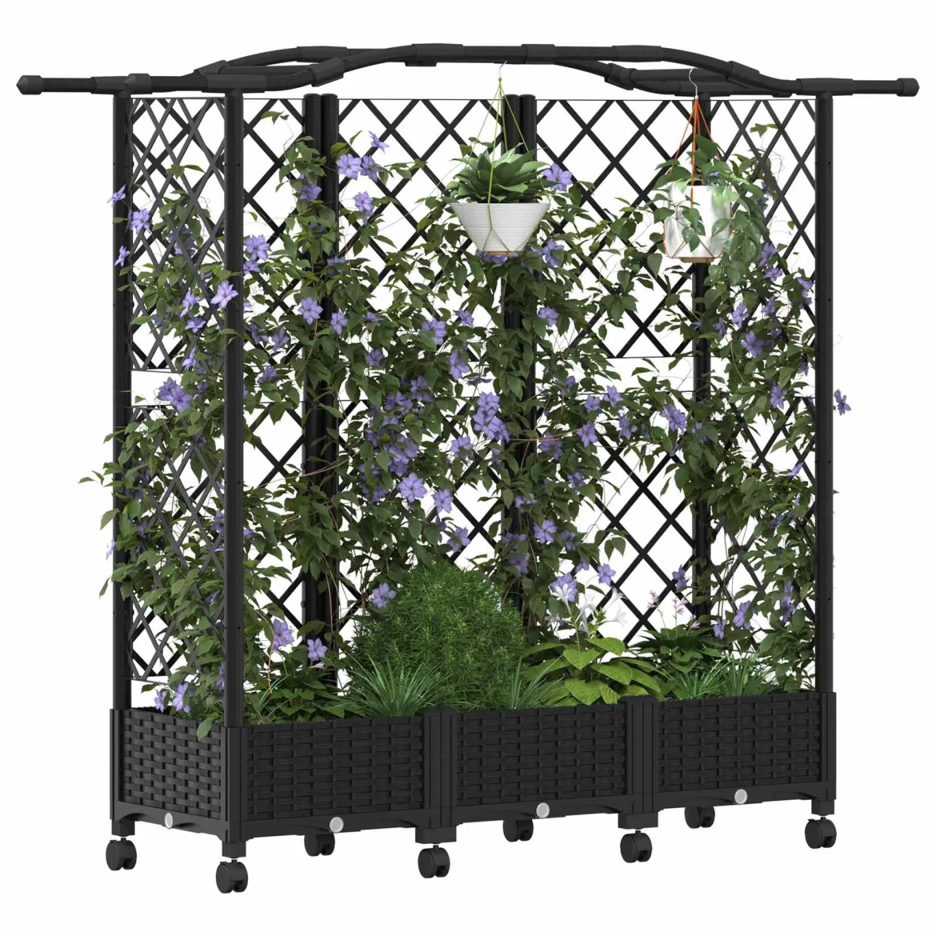 vidaXL Hochbeet mit Rankgitter und Dach Schwarz 163 x 40 x 129 cm PP, Garten & Terrasse, moderner Kräutertopf, Hochbeet mit Dach, mobil, Gemüse, Urbane Gartenideen - Bild 1