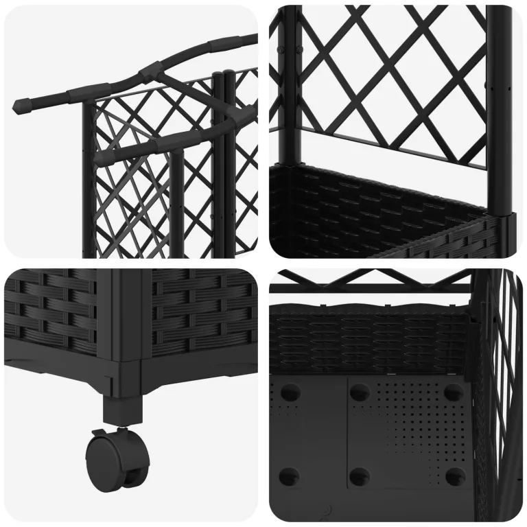 vidaXL Hochbeet mit Rankgitter und Dach Schwarz 163 x 40 x 129 cm PP, Garten & Terrasse, moderner Kräutertopf, Hochbeet mit Dach, mobil, Gemüse, Urbane Gartenideen – Bild 9