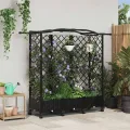 vidaXL Hochbeet mit Rankgitter und Dach Schwarz 163 x 40 x 129 cm PP, Garten & Terrasse, moderner Kräutertopf, Hochbeet mit Dach, mobil, Gemüse, Urbane Gartenideen - Thumbnail 2