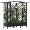 vidaXL Hochbeet mit Rankgitter und Dach Schwarz 163 x 40 x 129 cm PP, Garten & Terrasse, moderner Kräutertopf, Hochbeet mit Dach, mobil, Gemüse, Urbane Gartenideen - Thumbnail 1
