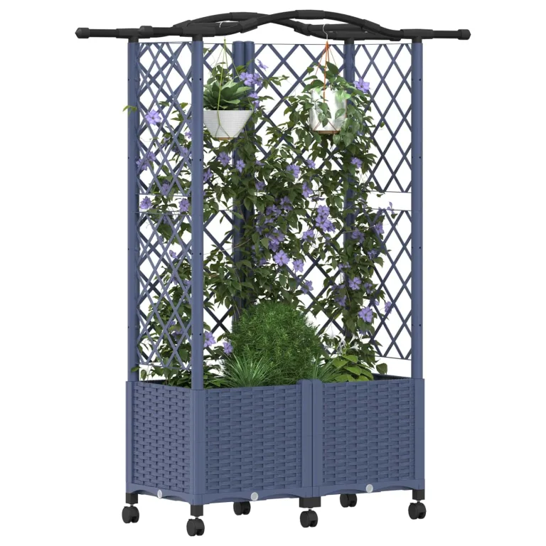 vidaXL Hochbeet mit Rankgitter und Dach Grau 163 x 40 x 129 cm PP, Garten & Terrasse, moderner Kräutertopf, Hochbeet mit Dach, mobil, Gemüse, Urbane Gartenideen – Bild 10