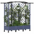 vidaXL Hochbeet mit Rankgitter und Dach Grau 163 x 40 x 129 cm PP, Garten & Terrasse, moderner Kräutertopf, Hochbeet mit Dach, mobil, Gemüse, Urbane Gartenideen - Thumbnail 1