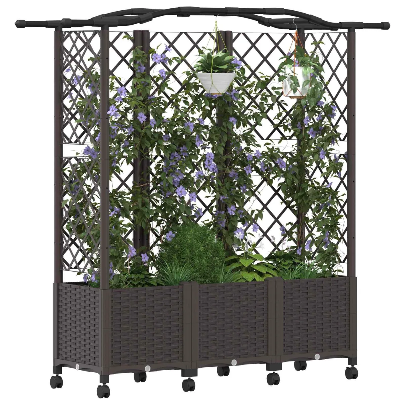 vidaXL Hochbeet mit Rankgitter und Dach Braun 163 x 40 x 144 cm PP, Garten & Terrasse, moderner Kräutertopf, Hochbeet mit Dach, mobil, Gemüse, Urbane Gartenideen - Bild 1