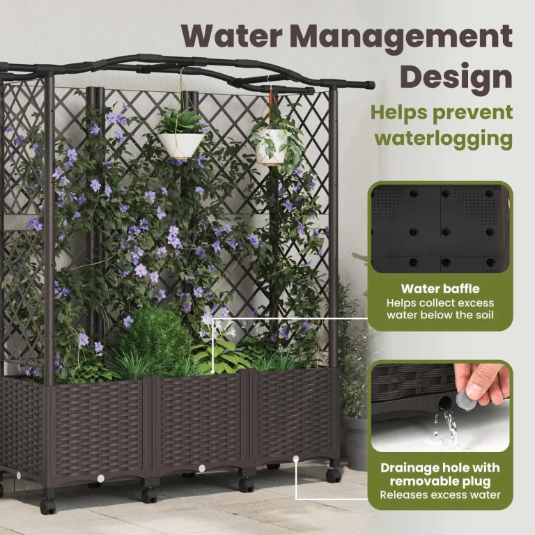 vidaXL Hochbeet mit Rankgitter und Dach Braun 163 x 40 x 144 cm PP, Garten & Terrasse, moderner Kräutertopf, Hochbeet mit Dach, mobil, Gemüse, Urbane Gartenideen – Bild 5