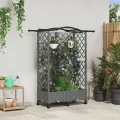vidaXL Hochbeet mit Rankgitter und Dach Hellgrau 124 x 40 x 129 cm PP, Garten & Terrasse, moderner Kräutertopf, Hochbeet mit Dach, mobil, Gemüse, Urbane Gartenideen - Thumbnail 2