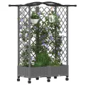 vidaXL Hochbeet mit Rankgitter und Dach Hellgrau 124 x 40 x 129 cm PP, Garten & Terrasse, moderner Kräutertopf, Hochbeet mit Dach, mobil, Gemüse, Urbane Gartenideen - Thumbnail 1