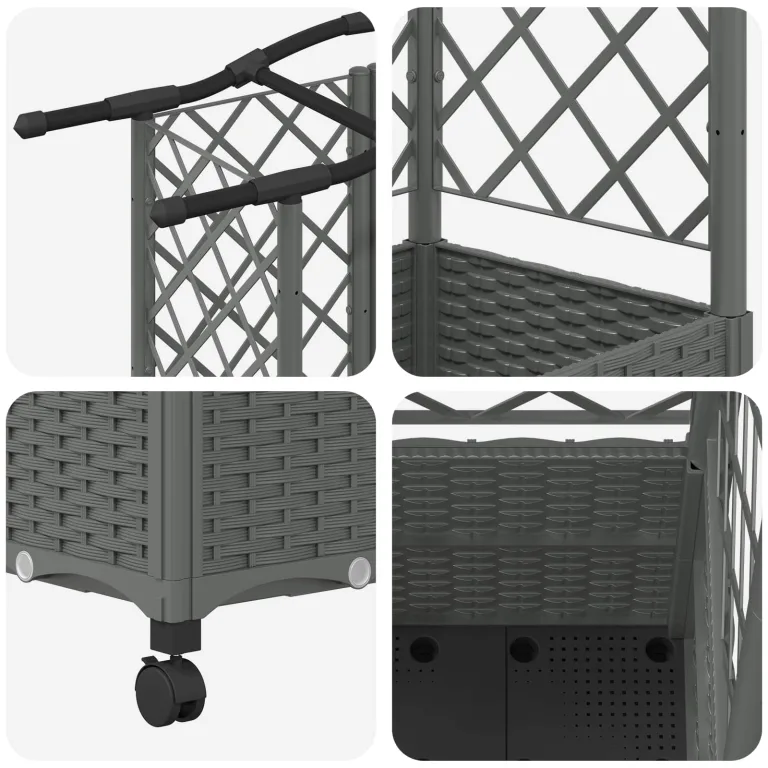 vidaXL Hochbeet mit Rankgitter und Dach Hellgrau 163 x 40 x 144 cm PP, Garten & Terrasse, moderner Kräutertopf, Hochbeet mit Dach, mobil, Gemüse, Urbane Gartenideen – Bild 9
