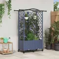 vidaXL Hochbeet mit Rankgitter und Dach Grau 122 x 40 x 144 cm PP, Garten & Terrasse, moderner Kräutertopf, Hochbeet mit Dach, mobil, Gemüse, Urbane Gartenideen - Thumbnail 2