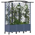 vidaXL Hochbeet mit Rankgitter und Dach Grau 163 x 40 x 144 cm PP, Garten & Terrasse, moderner Kräutertopf, Hochbeet mit Dach, mobil, Gemüse, Urbane Gartenideen - Thumbnail 1