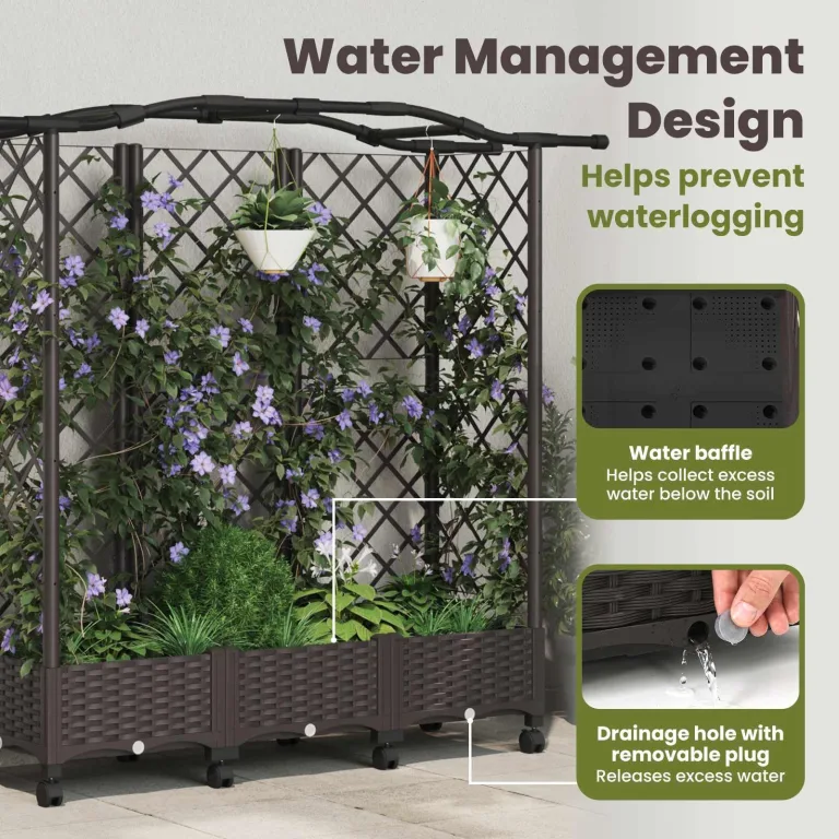 vidaXL Hochbeet mit Rankgitter und Dach Braun 163 x 40 x 129 cm PP, Garten & Terrasse, moderner Kräutertopf, Hochbeet mit Dach, mobil, Gemüse, Urbane Gartenideen – Bild 5