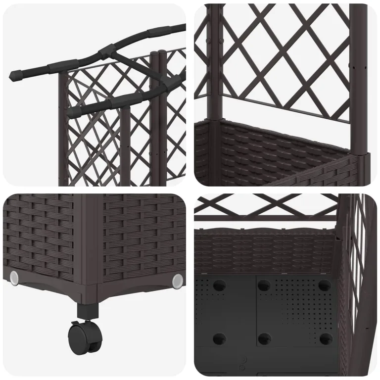 vidaXL Hochbeet mit Rankgitter und Dach Braun 163 x 40 x 129 cm PP, Garten & Terrasse, moderner Kräutertopf, Hochbeet mit Dach, mobil, Gemüse, Urbane Gartenideen – Bild 9
