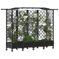 vidaXL Hochbeet mit Rankgitter und Dach Schwarz 203,5 x 40 x 129 cm PP, Garten & Terrasse, moderner Kräutertopf, Hochbeet mit Dach, mobil, Gemüse, Urbane Gartenideen - Thumbnail 1