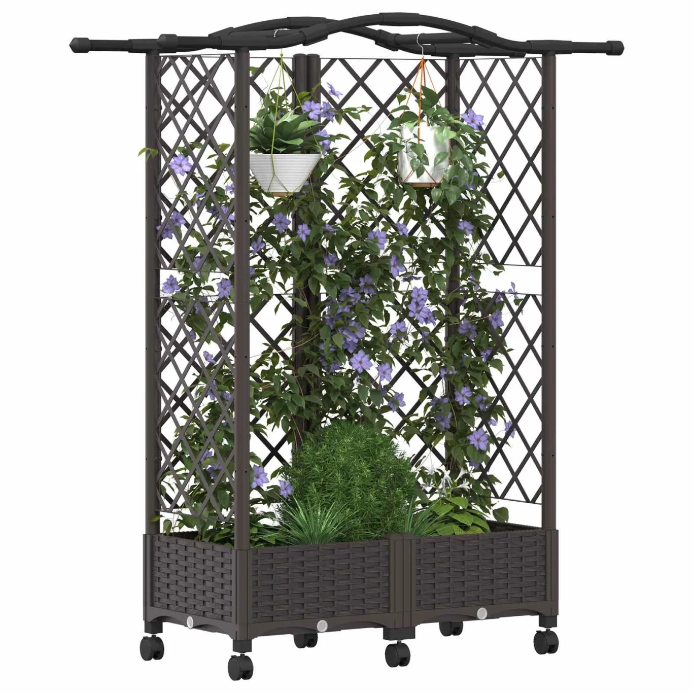 vidaXL Hochbeet mit Rankgitter und Dach Braun 124 x 40 x 129 cm PP, Garten & Terrasse, moderner Kräutertopf, Hochbeet mit Dach, mobil, Gemüse, Urbane Gartenideen - Bild 1