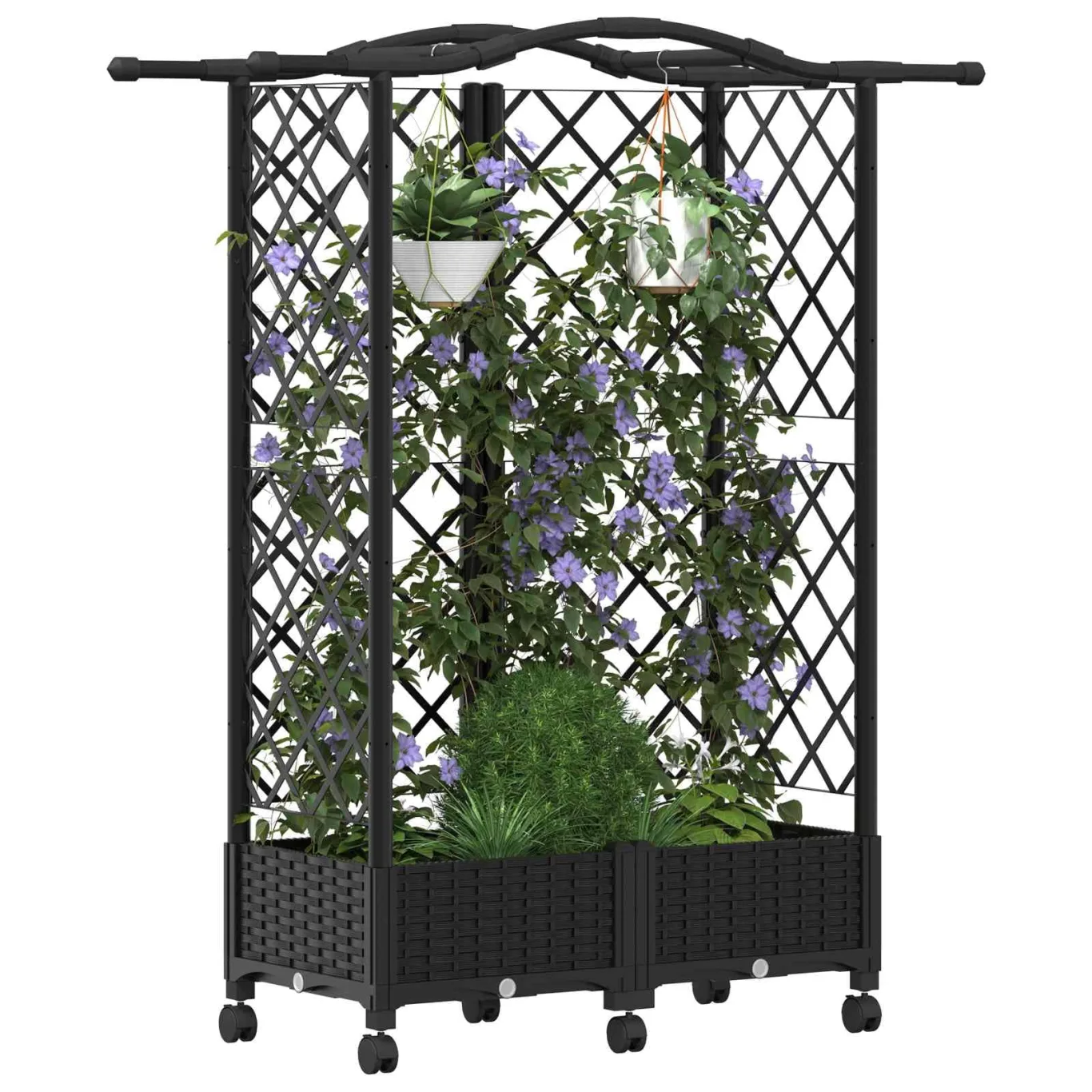 vidaXL Hochbeet mit Rankgitter und Dach Schwarz 124 x 40 x 129 cm PP, Garten & Terrasse, moderner Kräutertopf, Hochbeet mit Dach, mobil, Gemüse, Urbane Gartenideen - Bild 1
