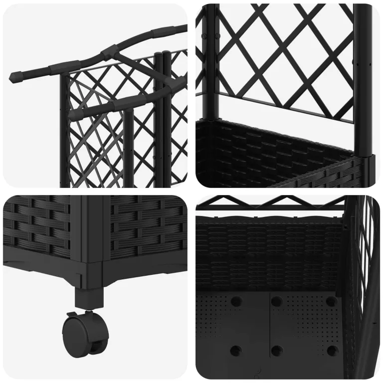 vidaXL Hochbeet mit Rankgitter und Dach Schwarz 163 x 40 x 144 cm PP, Garten & Terrasse, moderner Kräutertopf, Hochbeet mit Dach, mobil, Gemüse, Urbane Gartenideen – Bild 9