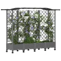 vidaXL Hochbeet mit Rankgitter und Dach Hellgrau 203,5 x 40 x 129 cm, Garten & Terrasse, moderner Kräutertopf, Hochbeet mit Dach, mobil, Gemüse, Urbane Gartenideen - Thumbnail 1