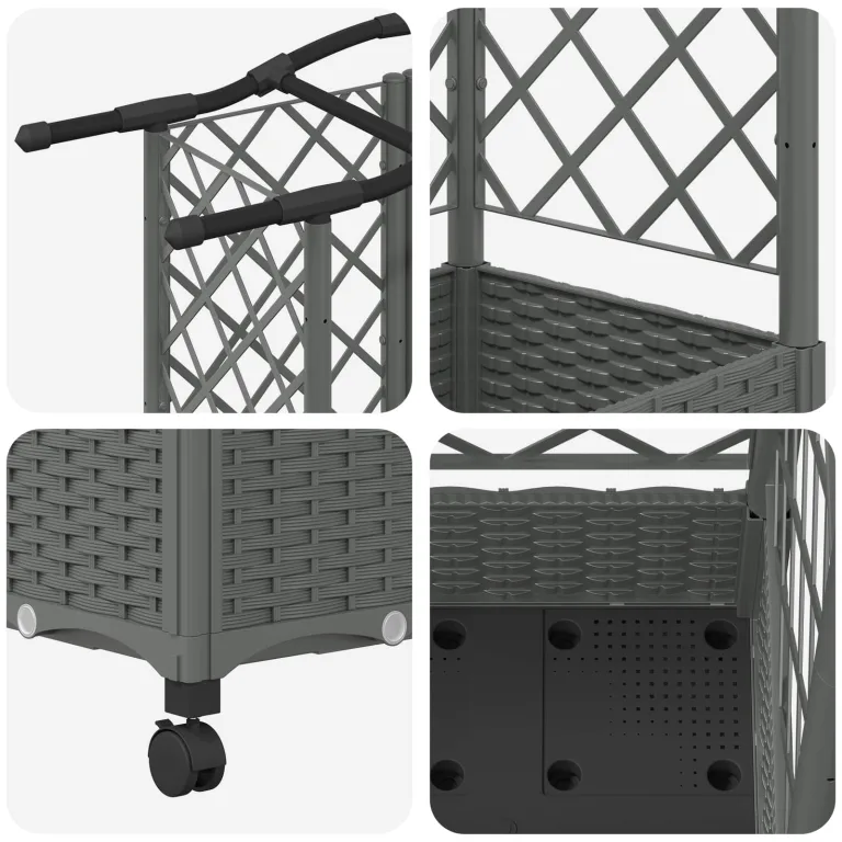vidaXL Hochbeet mit Rankgitter und Dach Hellgrau 163 x 40 x 129 cm PP, Garten & Terrasse, moderner Kräutertopf, Hochbeet mit Dach, mobil, Gemüse, Urbane Gartenideen – Bild 9