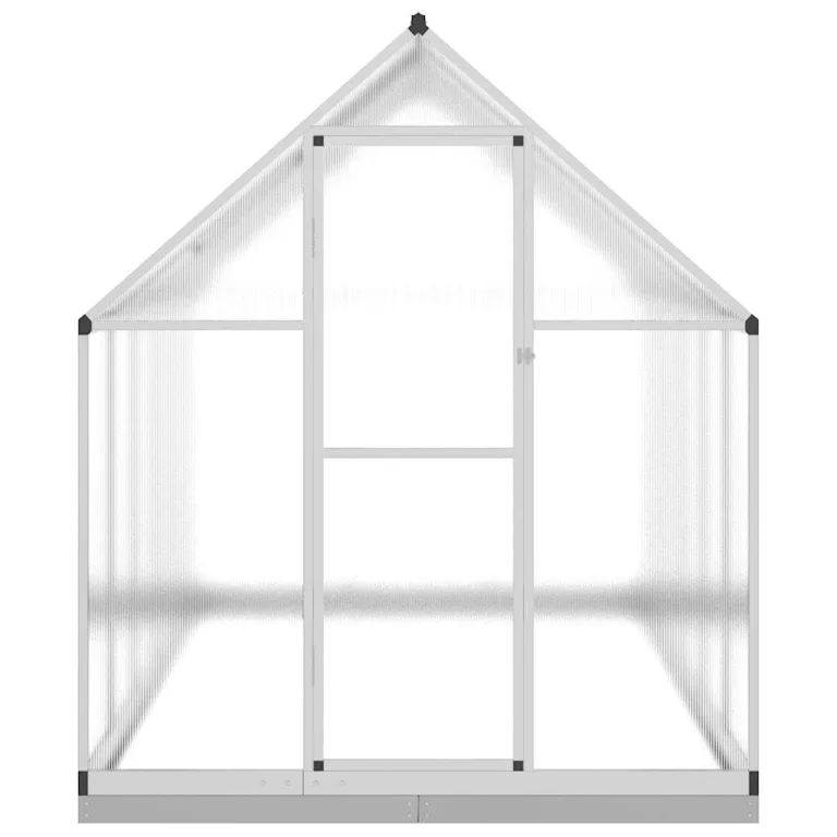 Aluminium Gewächshaus 334x169x202cm mit Fundamentrahmen, begehbares großes Polycarbonat Gewächshaus Silber – Bild 3
