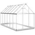 Aluminium Gewächshaus 334x169x202cm mit Fundamentrahmen, begehbares großes Polycarbonat Gewächshaus Silber - Thumbnail 5