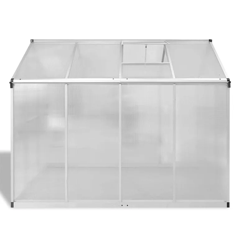 UV-beständiges Treibhaus 4,6 m² mit doppellagigen Polycarbonat Platten, Aluminium Gewächshaus Fundament und Dachrinnensystem für Hobbygärtner – Bild 4