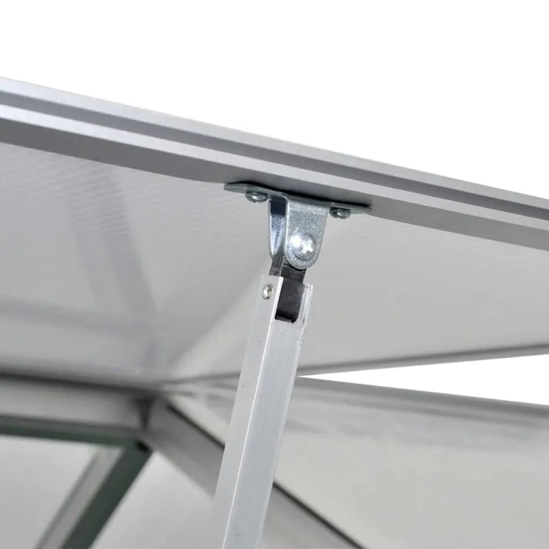 UV-beständiges Treibhaus 4,6 m² mit doppellagigen Polycarbonat Platten, Aluminium Gewächshaus Fundament und Dachrinnensystem für Hobbygärtner – Bild 5