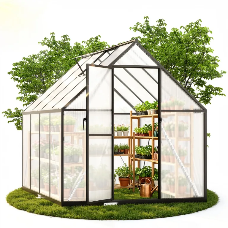 Gewächshaus Aluminium Fundament, 224 x 170 x 195 cm,4mm Polycarbonat-Hohlkammerplatten,Tomatengewächshaus Winterfest Belüftung Garten – Bild 1