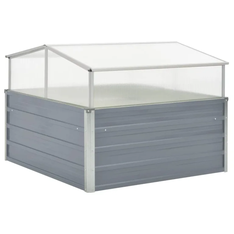 Gewächshaus Anthrazit 100x100x77 cm verzinkter Stahl mit Aluminium Dachrahmen und Sicherheitskanten für Balkon Terrasse Garten Indoor Outdoor Pflanzgefäß frostbeständig winterhart – Bild 9