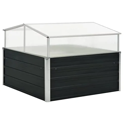Gewächshaus Anthrazit 100x100x77 cm verzinkter Stahl mit Aluminium Dachrahmen und Sicherheitskanten für Balkon Terrasse Garten Indoor Outdoor Pflanzgefäß frostbeständig winterhart – Bild 10