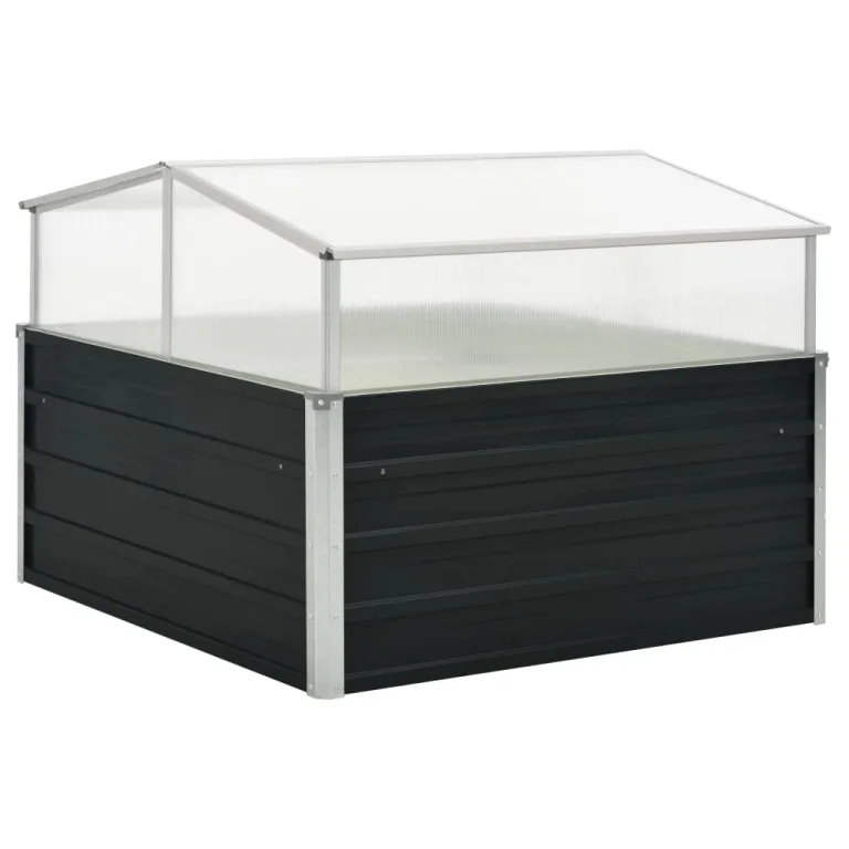 Gewächshaus Anthrazit 100x100x77 cm verzinkter Stahl mit Aluminium Dachrahmen und Sicherheitskanten für Balkon Terrasse Garten Indoor Outdoor Pflanzgefäß frostbeständig winterhart – Bild 1