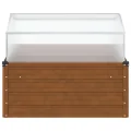 Hochbeet mit Gewächshausaufsatz aus Cortenstahl, 100x100x77 cm, wetterfester Pflanzkasten mit Aluminiumrahmen, ideal für Balkon, Garten, Terrasse, Kräuter - Thumbnail 3