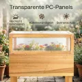 Outsunny Hochbeet mit Frühbeetaufsatz aus Holz Ergonomisch erhöhter Pflanzkasten mit aufklappbarer Abdeckung Vliesstoff Regal Gemüsebeet Blumenkasten für Balkon Garten 80x45x108,5cm Naturholz - Thumbnail 4