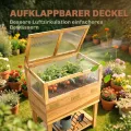 Outsunny Hochbeet mit Frühbeetaufsatz aus Holz Ergonomisch erhöhter Pflanzkasten mit aufklappbarer Abdeckung Vliesstoff Regal Gemüsebeet Blumenkasten für Balkon Garten 80x45x108,5cm Naturholz - Thumbnail 5