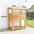 Outsunny Hochbeet mit Frühbeetaufsatz aus Holz Ergonomisch erhöhter Pflanzkasten mit aufklappbarer Abdeckung Vliesstoff Regal Gemüsebeet Blumenkasten für Balkon Garten 80x45x108,5cm Naturholz - Thumbnail 7