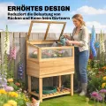 Outsunny Hochbeet mit Frühbeetaufsatz aus Holz Ergonomisch erhöhter Pflanzkasten mit aufklappbarer Abdeckung Vliesstoff Regal Gemüsebeet Blumenkasten für Balkon Garten 80x45x108,5cm Naturholz - Thumbnail 8