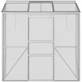 Outsunny Gewächshaus aus Polycarbonat und Alu mit Schiebetür, aufklappbaren Dachfenstern, Treibhaus Tomatenhaus Pflanzenhaus für Garten, 192 x 68 x 196 cm, Silber - Thumbnail 8