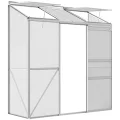 Outsunny Gewächshaus aus Polycarbonat und Alu mit Schiebetür, aufklappbaren Dachfenstern, Treibhaus Tomatenhaus Pflanzenhaus für Garten, 192 x 68 x 196 cm, Silber - Thumbnail 10