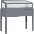 Outsunny Hochbeet Holz mit 2-in-1 Frühbeet Gewächshaus Tomatenhaus Gemüsebeet Kräuterbeet Pflanzkasten für Terrasse Balkon und Garten Polycarbonat 120 x 54 x 112/122 cm Grau - Thumbnail 9