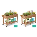 Hochbeet 120x44x70cm, HIPS Hochbeet mit Rollen & Griff, 3 Haken & Vlieseinlage, Für Gemüse Blumen Kräuter, Garten Balkon Terrasse,3pcs Grau - Thumbnail 8