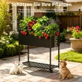 Metall Hochbeet mit Rädern und Ablage (97 * 38 * 92cm, Schwarz) | Drainage-Loch, Rostschutz-Beschichtung, Innen & outdoor，für Balkon, Terrasse & Garten - Thumbnail 5