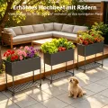 Metall Hochbeet mit Rädern und Ablage (97 * 38 * 92cm, Schwarz) | Drainage-Loch, Rostschutz-Beschichtung, Innen & outdoor，für Balkon, Terrasse & Garten - Thumbnail 8