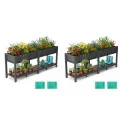Metall Hochbeet 97 * 38 * 92 cm 2pcs,Wetterfestes Pflanzkübel Außen mit Ablagefach, Für Gemüse Blumen Kräuter, Garten Balkon Terrasse,schwarz - Thumbnail 10