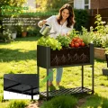 Metall Hochbeet 97 * 38 * 92 cm 3pcs,Wetterfestes Pflanzkübel Außen mit Ablagefach, Für Gemüse Blumen Kräuter, Garten Balkon Terrasse,schwarz - Thumbnail 4