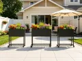 Metall Hochbeet 97 * 38 * 92 cm 3pcs,Wetterfestes Pflanzkübel Außen mit Ablagefach, Für Gemüse Blumen Kräuter, Garten Balkon Terrasse,schwarz - Thumbnail 1