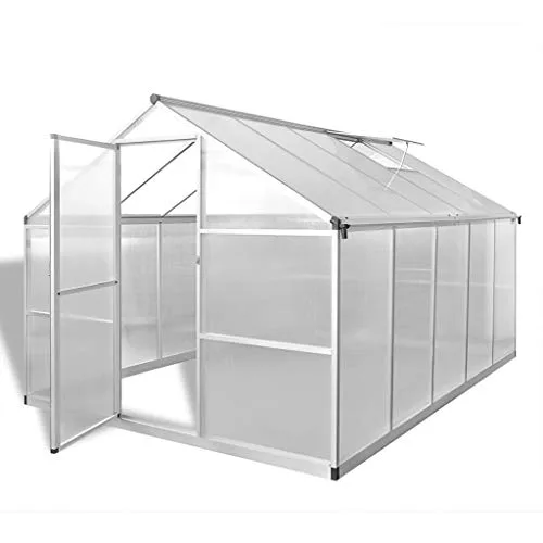 Gewächshaus Aluminium mit Fundament 7,55 m², UV-beständig, doppelwandige Polycarbonatplatten, robuste Konstruktion, Belüftung, ideal für Garten, Terrasse, Frostschutz und Pflanzenschutz – Bild 10