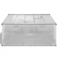 Gewächshaus Aluminium mit Fundament 7,55 m², UV-beständig, doppelwandige Polycarbonatplatten, robuste Konstruktion, Belüftung, ideal für Garten, Terrasse, Frostschutz und Pflanzenschutz - Thumbnail 3